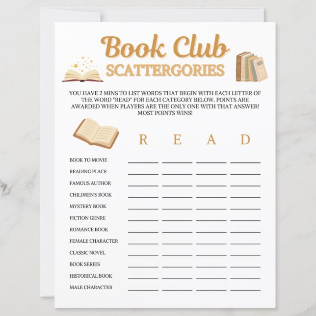 Boekclub Scattergories Spel (Voorkant)
