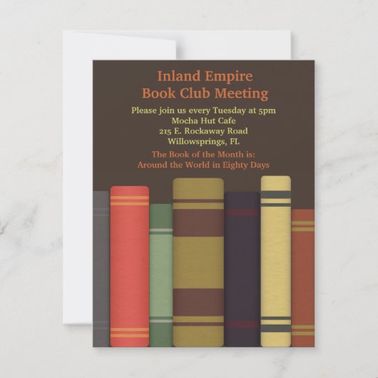 Boekclub Vergaderingen Uitnodigingen (Voorkant)