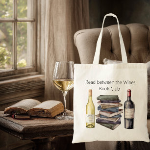 Boekclubtas 'Read Between the Wines' Carry Tote Ba Bag