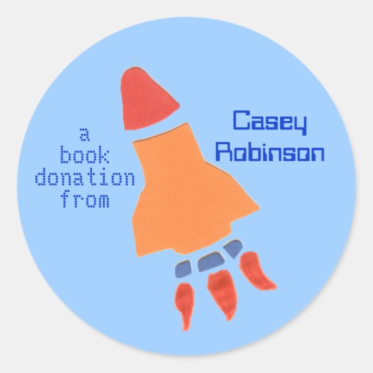 Boekdonatie sticker - raket (Voorkant)