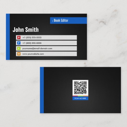 Boekeditor - Stijlvolle QR-code voor thema's Visitekaartje (Voorkant / Achterkant)