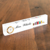 "Boeken" Aangepaste naamplaat met klok Naambordje (Zijkant)