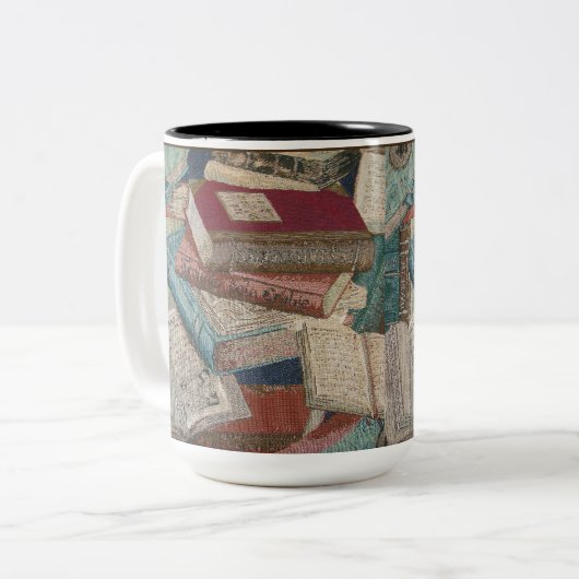  boeken achtergrond boek liefhebbers tweekleurige koffiemok (Voorkant links)