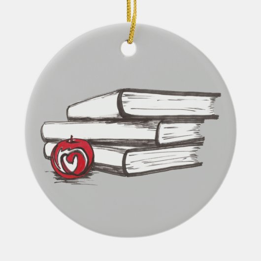 Boeken + Apple |  bladwijzer Keramisch Ornament (Voorkant)