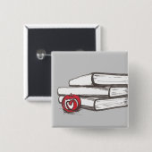 Boeken + Apple | Pin |  Vierkante Button 5,1 Cm (Voorkant /achterkant)