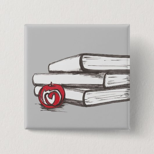 Boeken + Apple | Pin |  Vierkante Button 5,1 Cm (Voorkant)