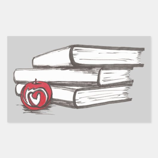 Boeken + Apple |  Rechthoekige Sticker (Voorkant)