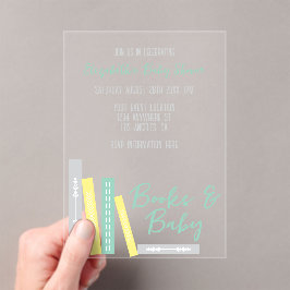 Boeken Baby Shower Acryl Uitnodigingen