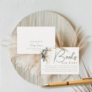 Boeken Baby shower Boho Pampas Greenery Neutral Informatiekaartje