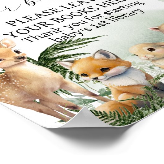 Boeken Baby shower bos Poster (Hoek)