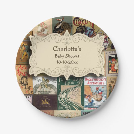  Boeken Baby shower Papieren Bordje (Voorkant)