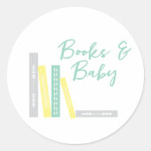 Boeken Baby Shower Ronde Sticker (Voorkant)