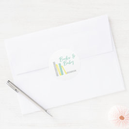Boeken Baby Shower Ronde Sticker
