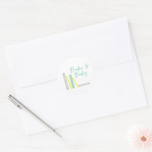 Boeken Baby Shower Ronde Sticker