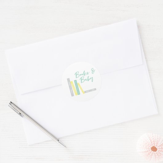 Boeken Baby Shower Ronde Sticker (Envelop)
