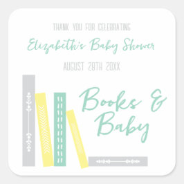 Boeken Baby Shower Vierkante Sticker