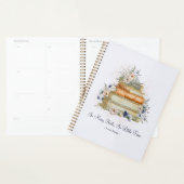 Boeken Beige Blauwe Bloemen Quote Teacher Planner (Display)