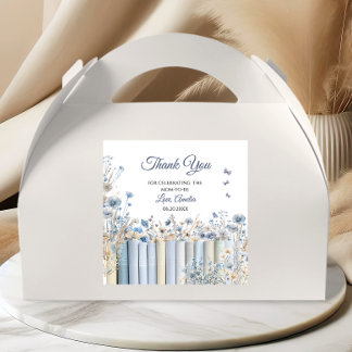 Boeken Blauw Bloemen Baby shower Dank u Sticker