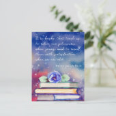 Boeken & Blauwe Bloem Waterverf Script Aangepaste Briefkaart (Staand voorkant)