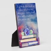 Boeken & Blauwe Bloem Waterverf Script Aangepaste  Fotoplaat (Zijkant)