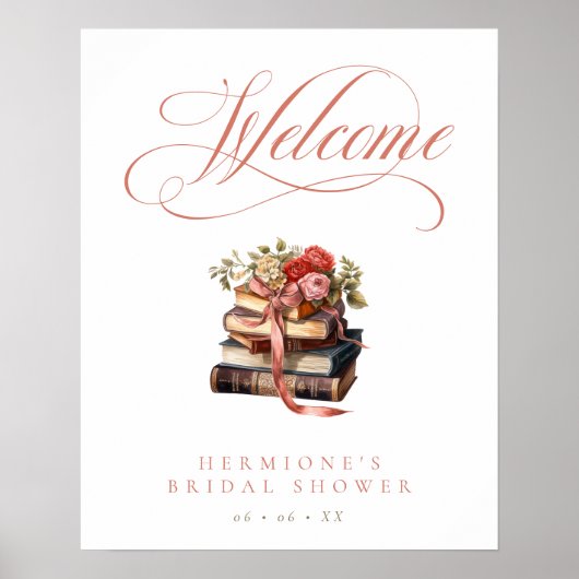  Boeken Bloemen & Bow Vrijgezellenfeest Welkom Poster (Voorkant)