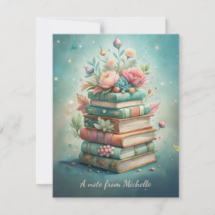 Boeken Bloemige Cottage Kern Teal Roze Notitiekaartje