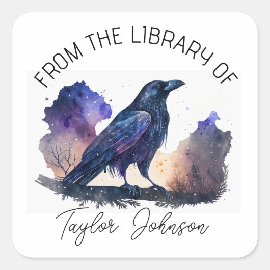 Boeken-boekkenteken hemelse nachtskroofvogel vierkante sticker (Voorkant)