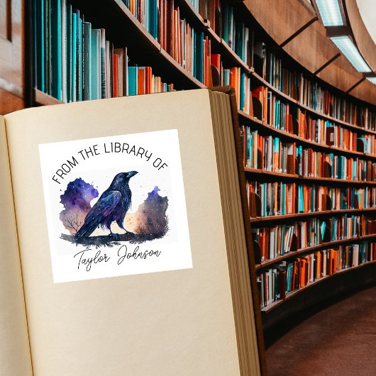 Boeken-boekkenteken hemelse nachtskroofvogel vierkante sticker