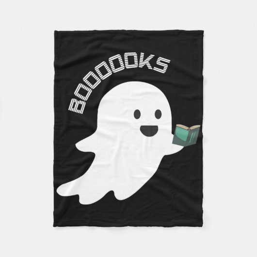 Boeken Boo Ghost Lezen Grappige Halloween Boekenli Fleece Deken (Voorkant)