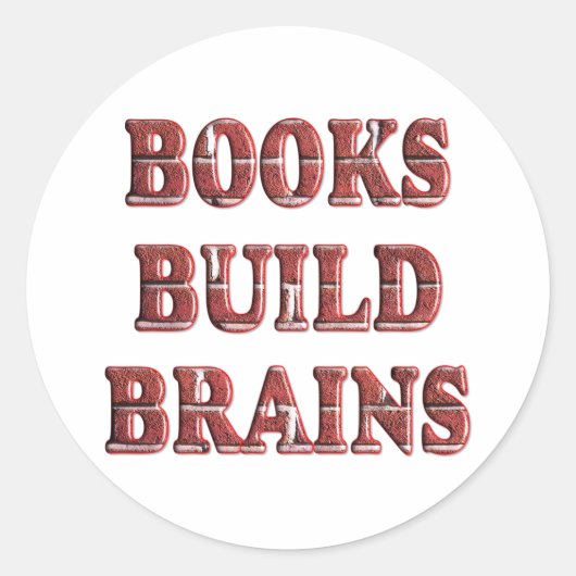 Boeken bouwen breinen ronde sticker (Voorkant)
