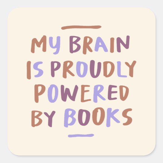 Boeken Brain Boekenwurm Hand Lettering Vierkante Sticker (Voorkant)