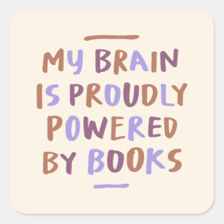 Boeken Brain Boekenwurm Hand Lettering Vierkante Sticker