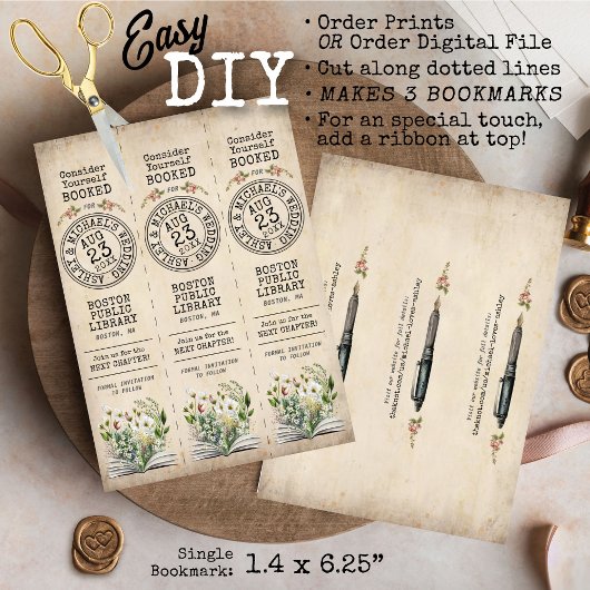 boeken bruiloft Save the Date DIY Bladwijzer