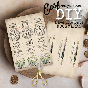  boeken bruiloft Save the Date DIY Bladwijzer