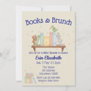 Boeken & Brunch Blauwe Baby Shower Kaart