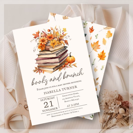 Boeken & Brunch Herfst Herfst Baby shower Uitnodig Kaart