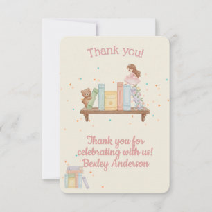 Boeken & Brunch Roze Baby Shower Bedankkaart
