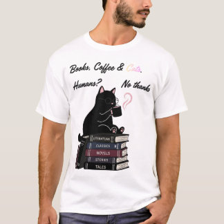 Boeken, Café en Menselijke Katten: Nee Bedankt, Zw T-shirt