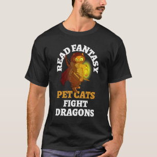 Boeken Cat Dragons Bookish Bookworm Fantasy Biblio T-shirt