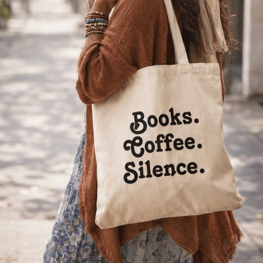 Boeken. Coffee. Stilte. | Eenvoudig bookish ontwer Tote Bag