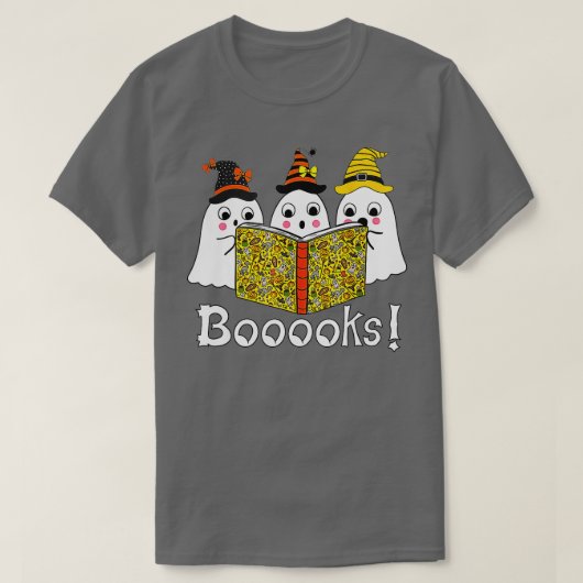 Boeken! Cute Ghost Boo Reading Books Halloween Li T-shirt (Design voorkant)