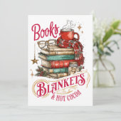 Boeken Dekens en Warme Chocolade  Feestdagenkaart (Staand voorkant)