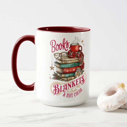 Boeken Dekens en Warme Chocolade Mok (Met donut)