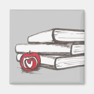Boeken + een appel | Magneet | 