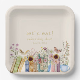  boeken Een nieuw hoofdstuk Baby shower Papieren Bordje