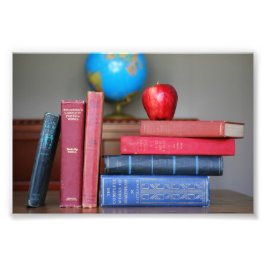  boeken en Apple voor de leraar Foto Afdruk