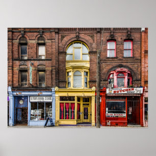 Boeken en bistro's en slagers nr. 2 kleurversie poster