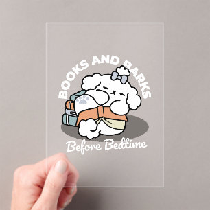 Boeken en blaffen - Schattige Sleepy Dog Reading D Acryl Uitnodigingen