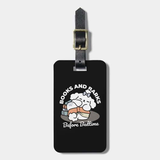 Boeken en blaffen - Schattige Sleepy Dog Reading D Bagagelabel (Voorkant verticaal)