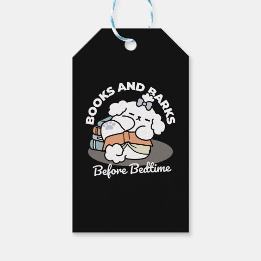 Boeken en blaffen - Schattige Sleepy Dog Reading D Cadeaulabel (Voorkant)